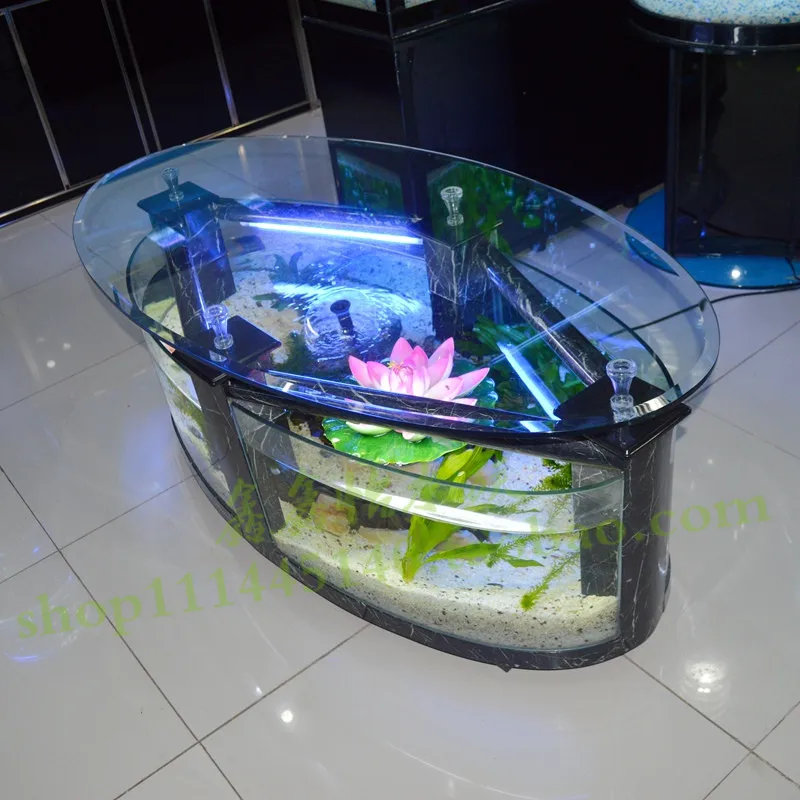 MJY oval glass coffee table fish tank aquarium ecological water-free can be customized