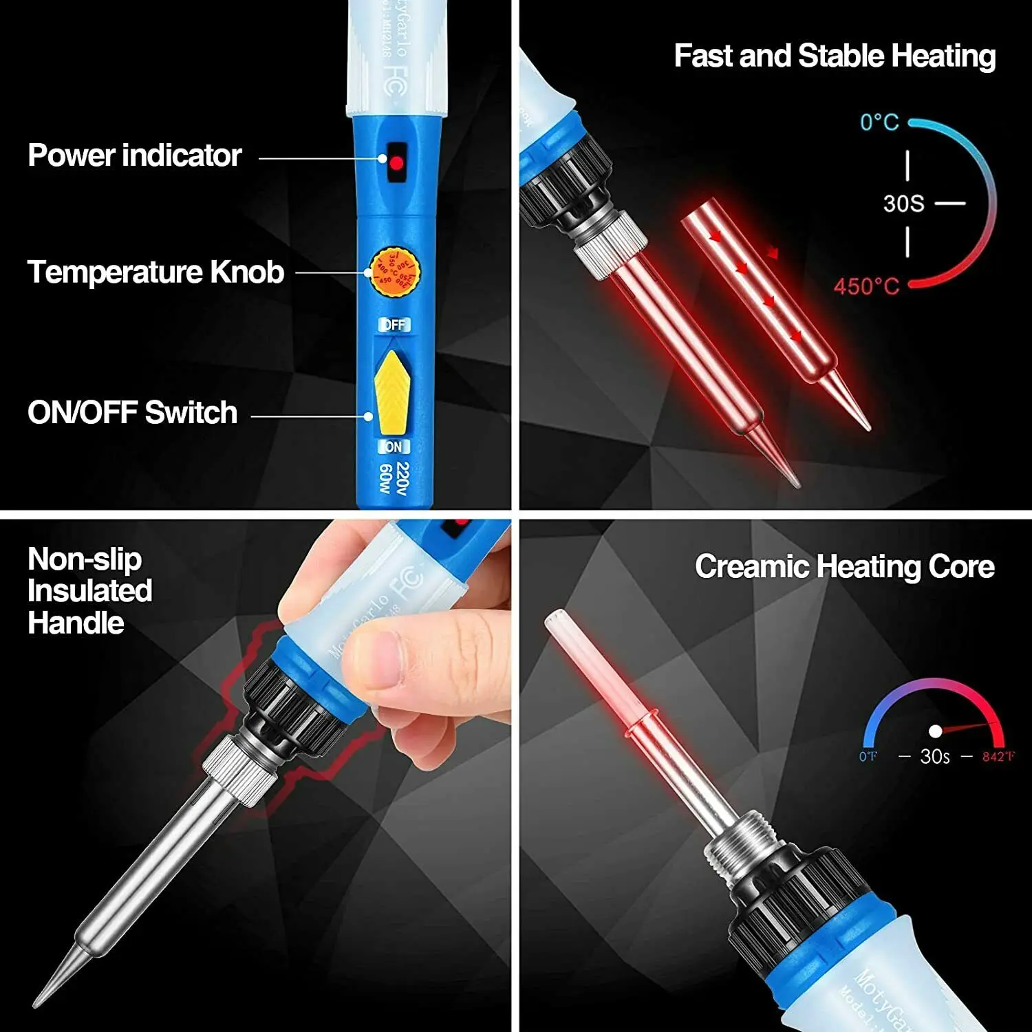 2023 Solder iron Adjustable Temperature Soldering Iron kit 60W Welding Tools Repair Heater Soldering Gun With Multimeter