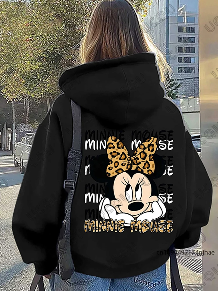 الخريف الشتاء الكرتون ديزني ميني ماوس طباعة سترات قطنية عالية الجودة للنساء كم طويل البلوز بلوزة كاجوال الأزواج بلايز #4