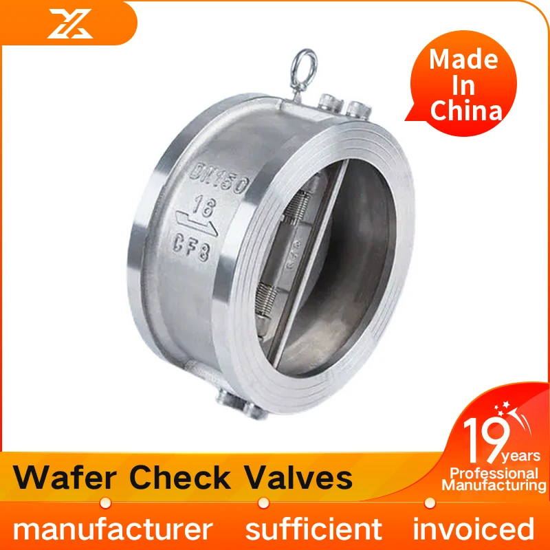 

304 stainless steel H76W-16P butterfly check valve double disc wafer check valve check valve DN40 80 100