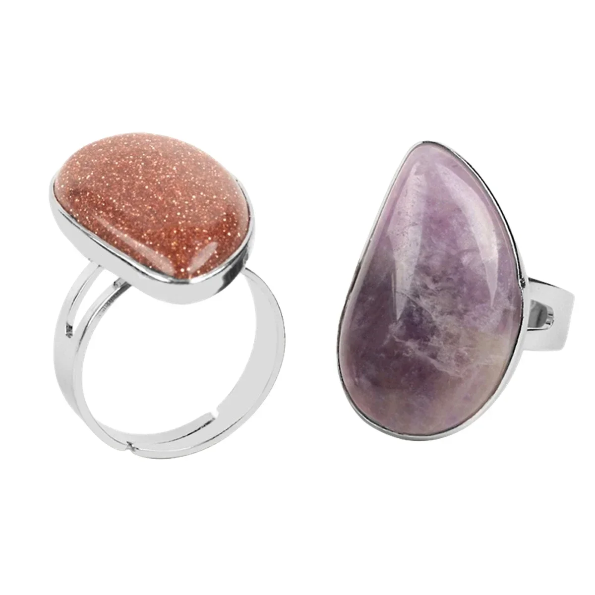 Fashionable Natural Stone Large Crystal Ring for Women\'s Water Drop Wedding Engagement Party Charming Temperament Jewelry Gift