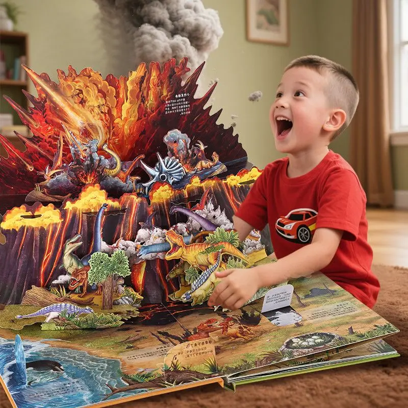 

Dinosaur World 3D Pop-up Book Encyclopedia for children aged 3 to 6 Gifts Animal Popular Science Flip Toy Picture Books