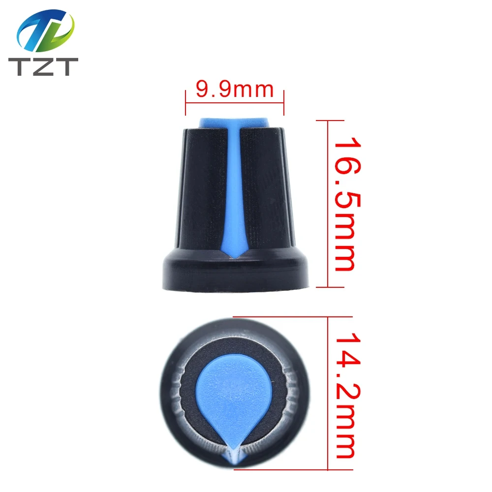 10PCS/lot WH148 potentiometer knob cap(copper core) 15X17mm 6mm Shaft Hole AG2 Yellow Orange Blue White Red image 2