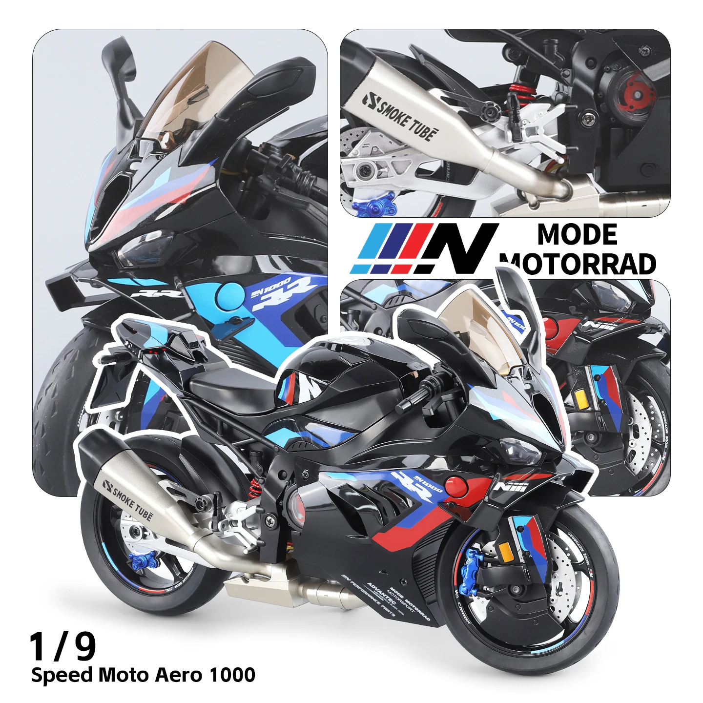 

1:9 Boxed SPEED MOTO AERO 1000 Race Aero Carbon Wing Liter-Class Superbike Model Premium Desktop Decoration Toy Spray Effect