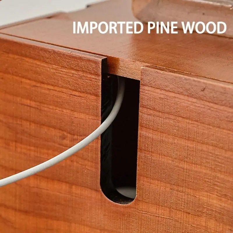 Elegante Kabelbox aus Holz, die unordentliche Kabel abdeckt und gleichzeitig Erscheinungsbild in jedem Raum verbessert B03E – Detail 4