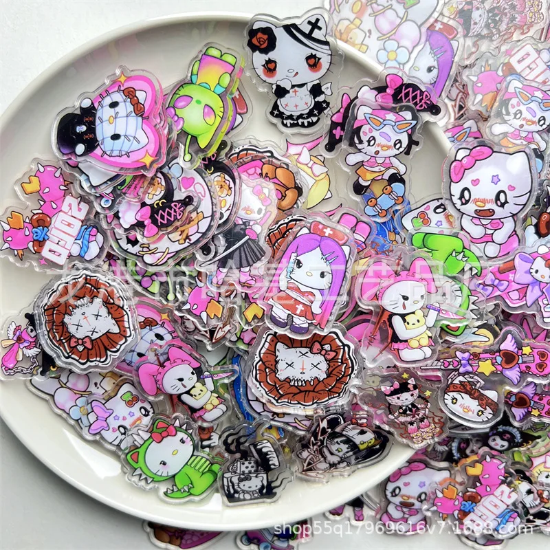 Cartoon anime Sanrio cute Hello Kitty acrylic patch,2/4/8cm UV printing double-sided transparent,handmade DIY keychain accessory