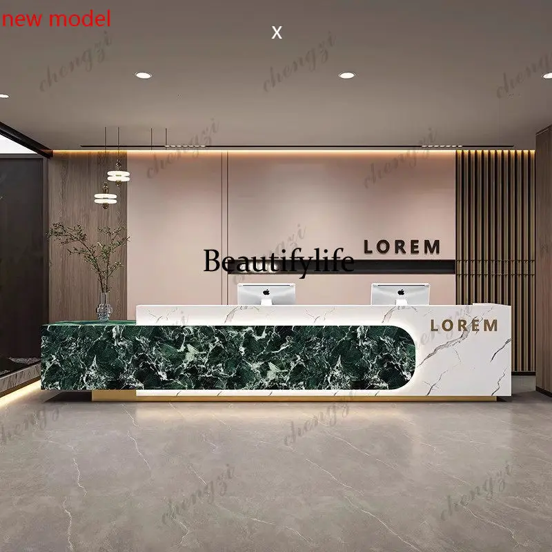 

Design Curved Reception Desks Commericial Service Counter Elegant Reception Desks Welcome Front Desk Scrivania Office FurnitureN
