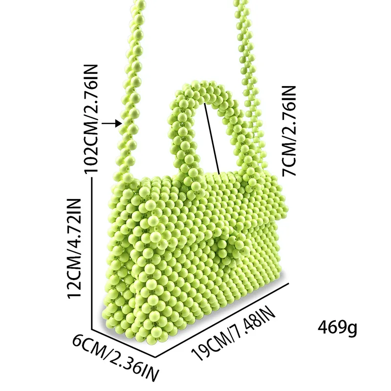 Summer Candy Color Acrylic Beaded Handabg Fashionable Design Women's Hand-woven Cute Small Square Bag Female Wedding Clutch Bag