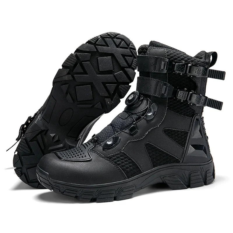 Vintage Motorcycle Boots Men Women Casual Motorcycle Shoes Black Touring Biker Boots Anti-slip Motocross Boots Wear-resisting