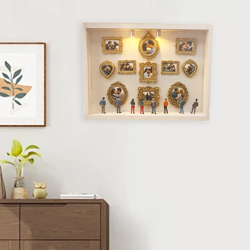 Creative DIY Memory Gift Lighted Silhouette Display with Mini Frames, Perfect for Preserving Wedding, Family Memories in 3D