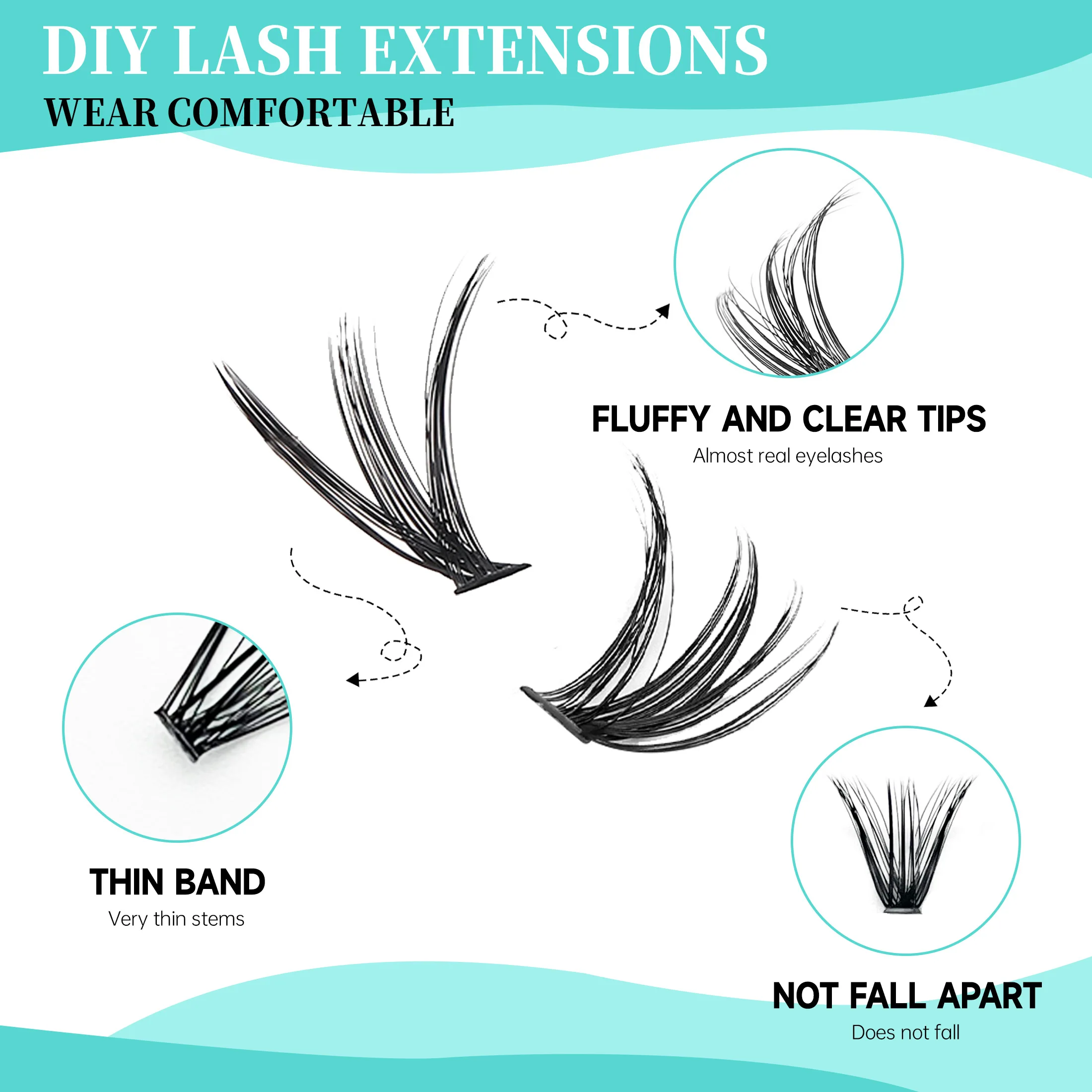 280 pçs kit de extensão de cílios diy 3040d 8-16mm clusters cílios postiços e ferramentas de maquiagem bond & seal & remover