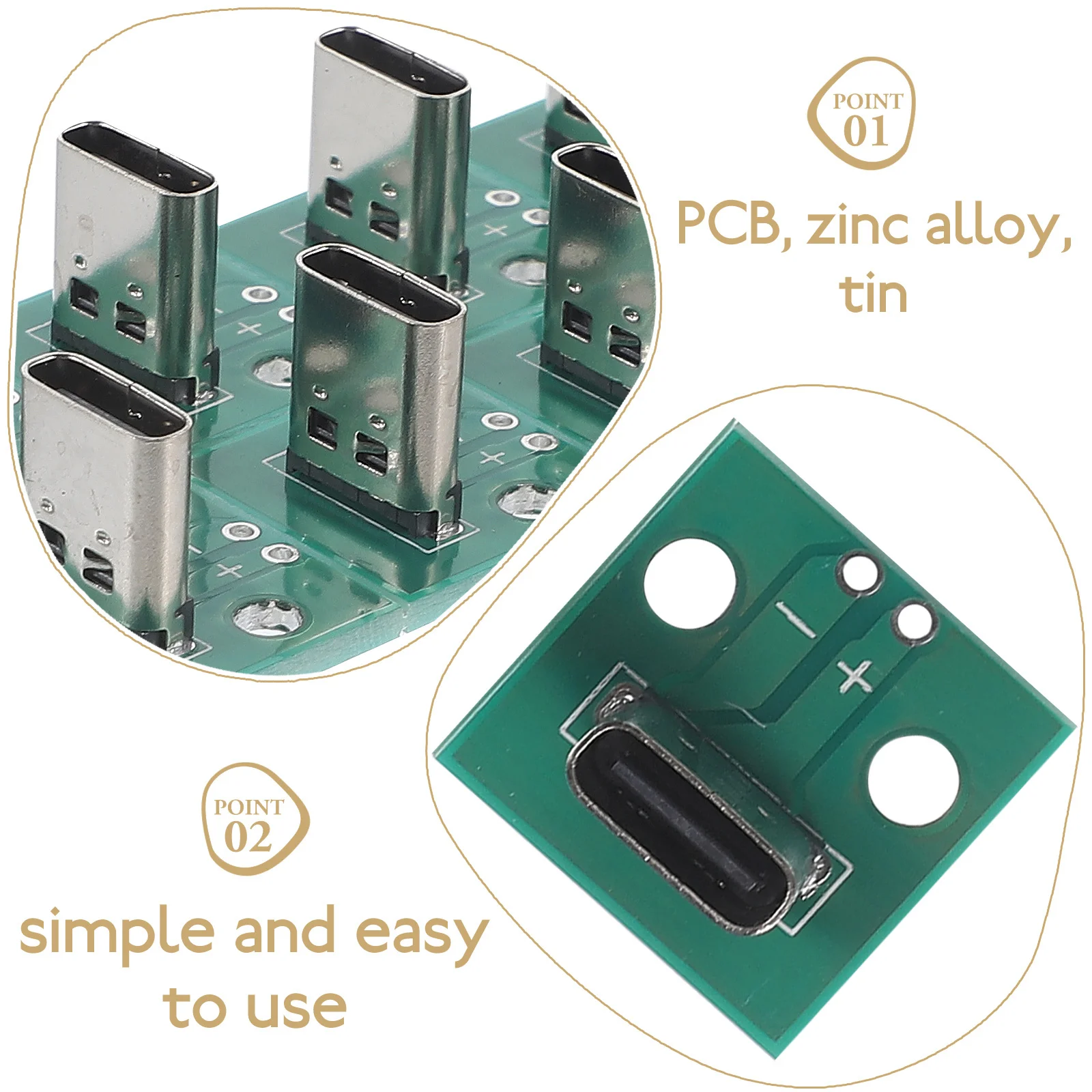 

10Pcs USB C Female Connector Board High-Speed Pcb Converter Module 6-Pin Receptacle Adapter for Tight Space Wiring Solutions