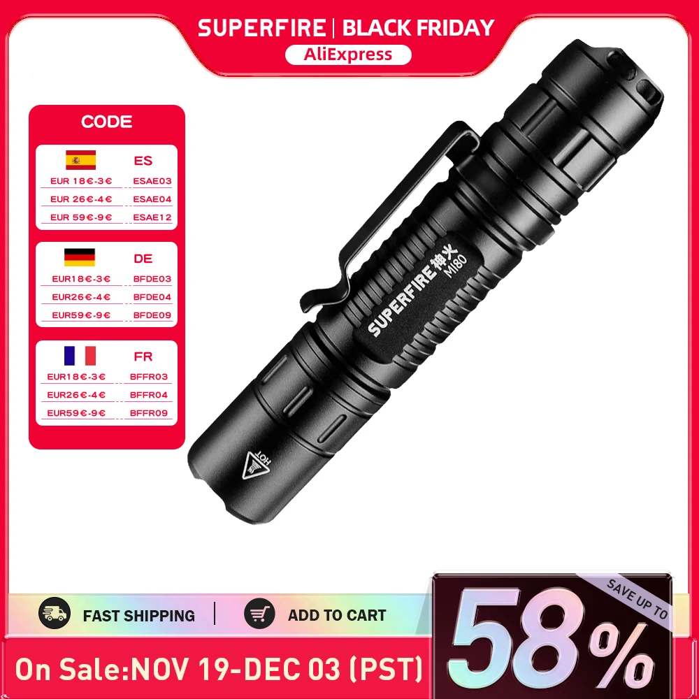 yZ[zSUPERFIRE MI80-S 15 bg EDC ͂ Led d 18650 obe[ 1100LM g[`|[^uLvނ胉^pIȉd