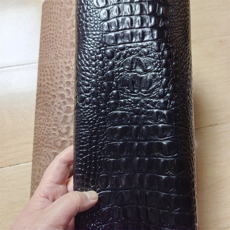 Thickness About 1.0mm Black Alligator Cowhide. First Layer Leather. Real Leather Fabric. Handmade DIY Shoe Bag. Full-Sheet Cutti