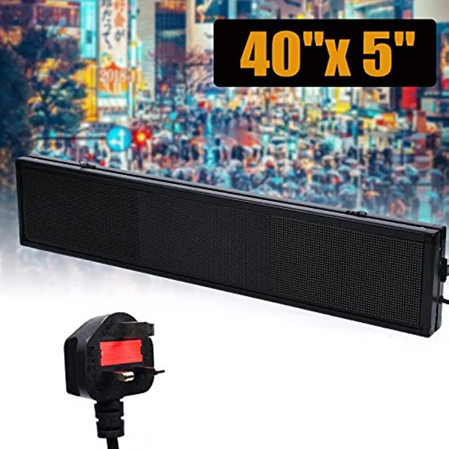 Rolagem programável LED Sinal, Sinal de rolagem, Full Color Video, HD Message Display, USB Memory Stick, 40 "x 5", 8 GB