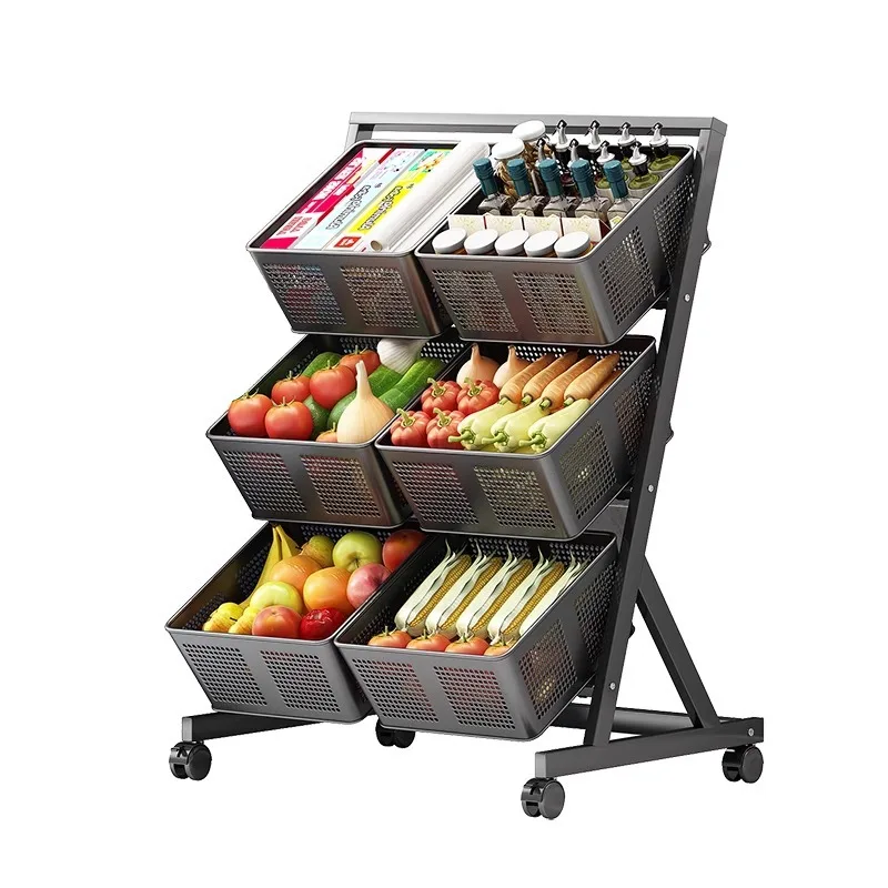 

Kitchen rack, household, mobile trolley, floor, multi-layer desktop, storage