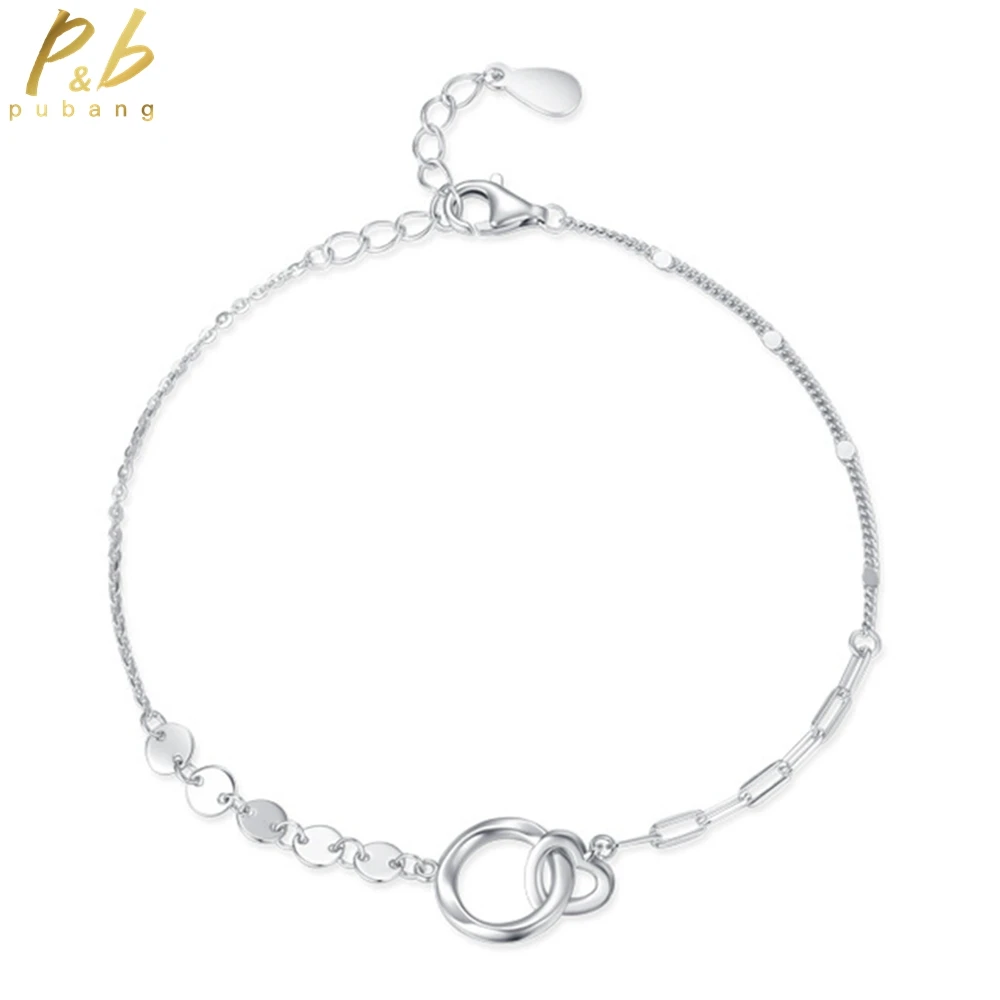 

PuBang Fine Jewelry Real 925 Sterling Silver High Carbon Diamond Heart Bracelet for Women Wedding Anniversary Gift Free Shipping