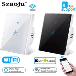 Szaoju ewelinkアプリwifiタッチスイッチ壁センサースマートライトスイッチ1/2/3gang eu smartニュートラルワイヤーなしalexa googleホームリモート