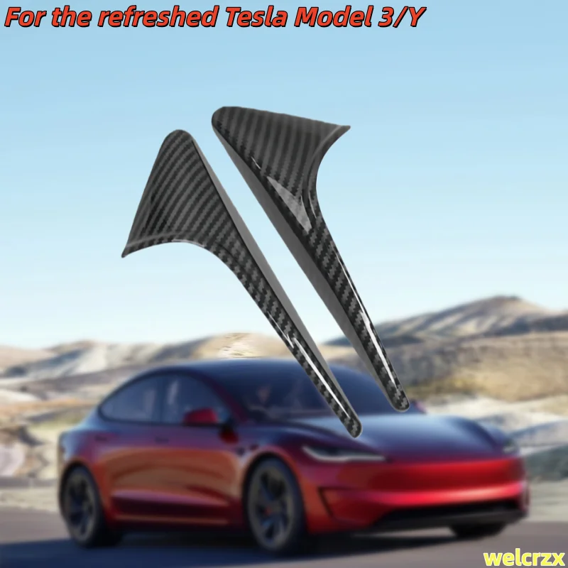 Premium Carbon Fiber Pattern ABS Fender Camera Protection Side Cover - Exclusively for Refreshed Tesla Model 3/Y