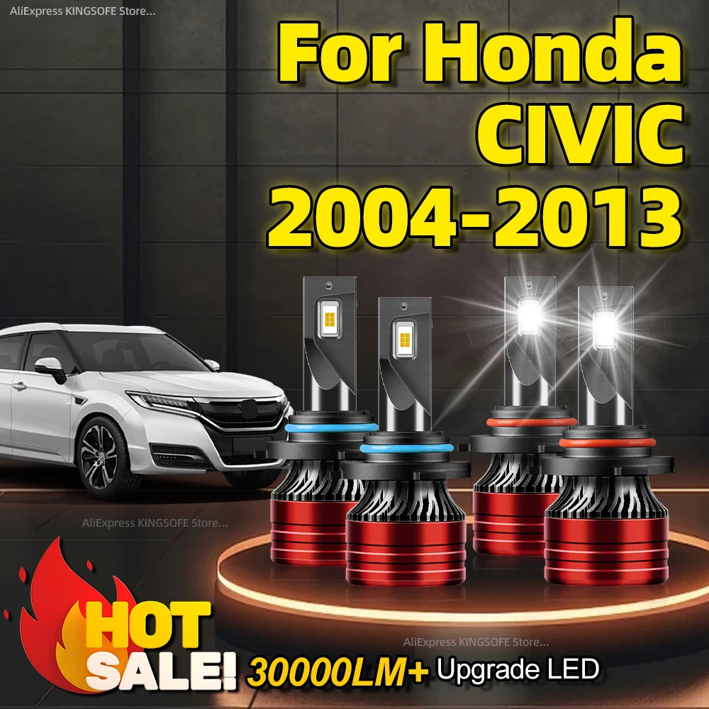 

2/4 шт., светодиодные лампы для автомобильных фар Honda CIVIC 200, 9005, 9006, 2004, 2005, 2006, 2007, 2008, 2009, 2010, 2011