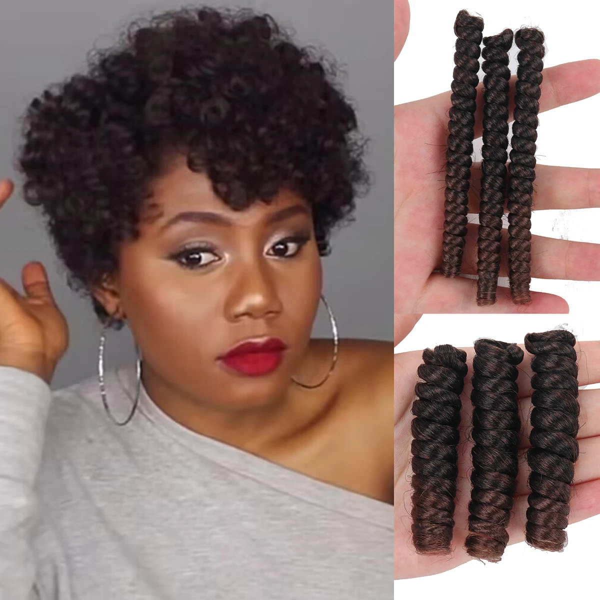 Kenzie Curl Crochet Braids Extensions de cheveux synthétiques, Tressage au crochet court, Bouncy Twist, Spiral Curls, Jamaican Bounce Twist