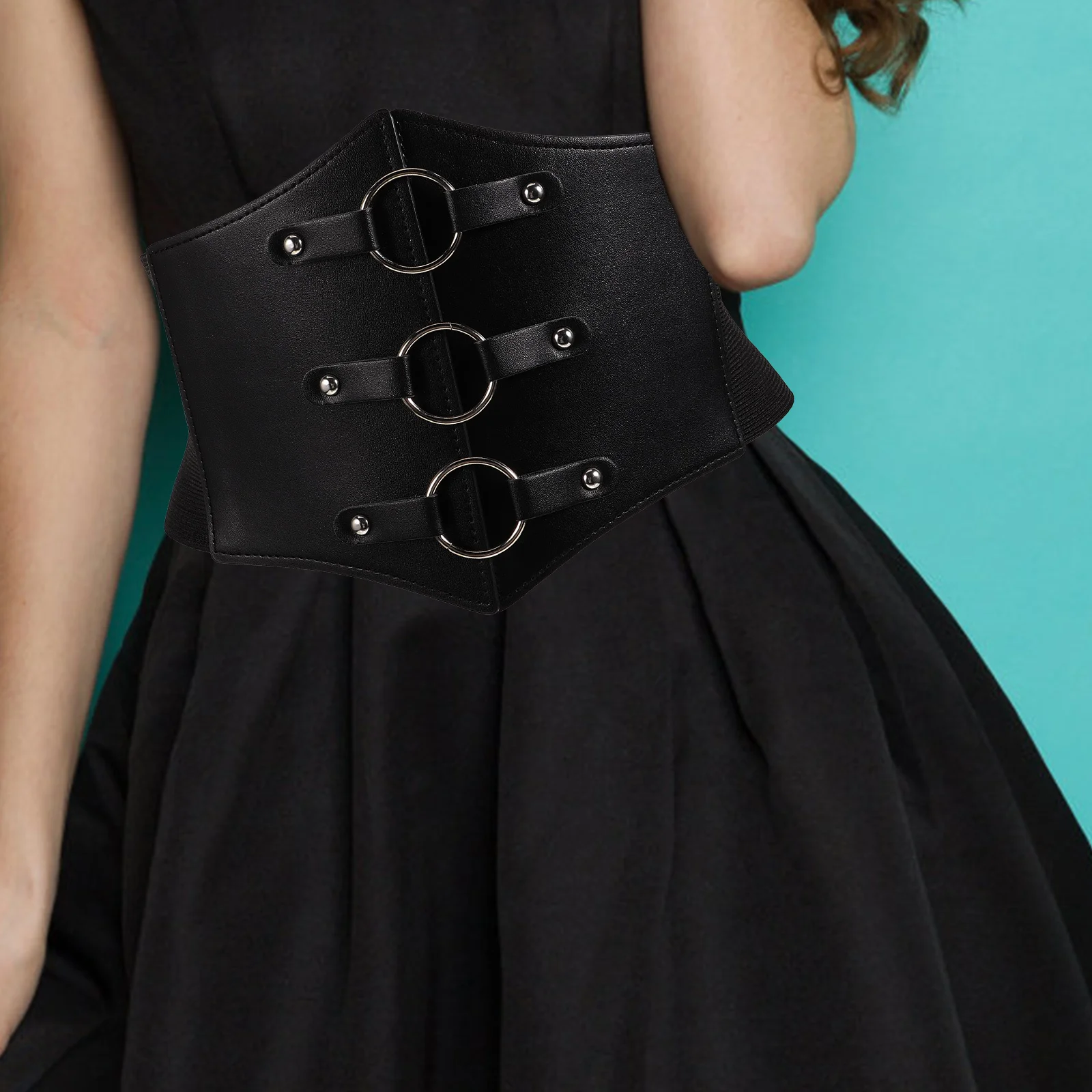 Women Corset Waist Belt Retro Wide Imitation Supportive Underbust Belt for Halloween Cosplay Steampunk Costume