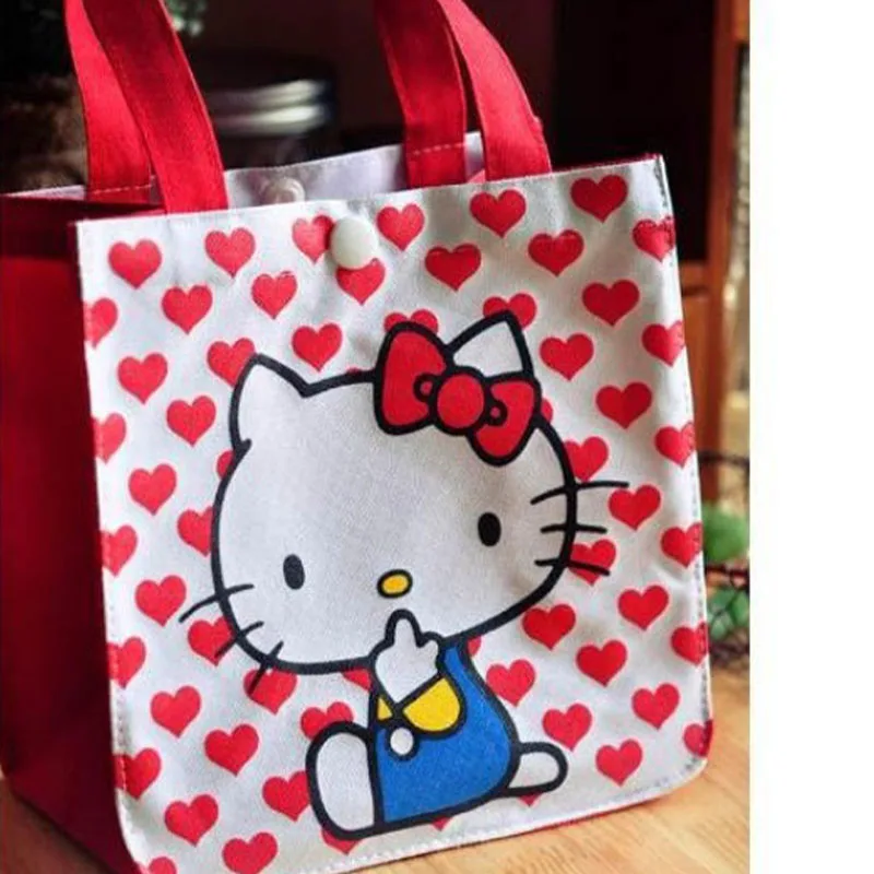 Kawaii Sanrio Hello Kitty Tote Canvas Bag Cartoon Anime Cute Women\'s Portable Lunch Bag Waterproof Cute Handbag Gifts Girls Toys