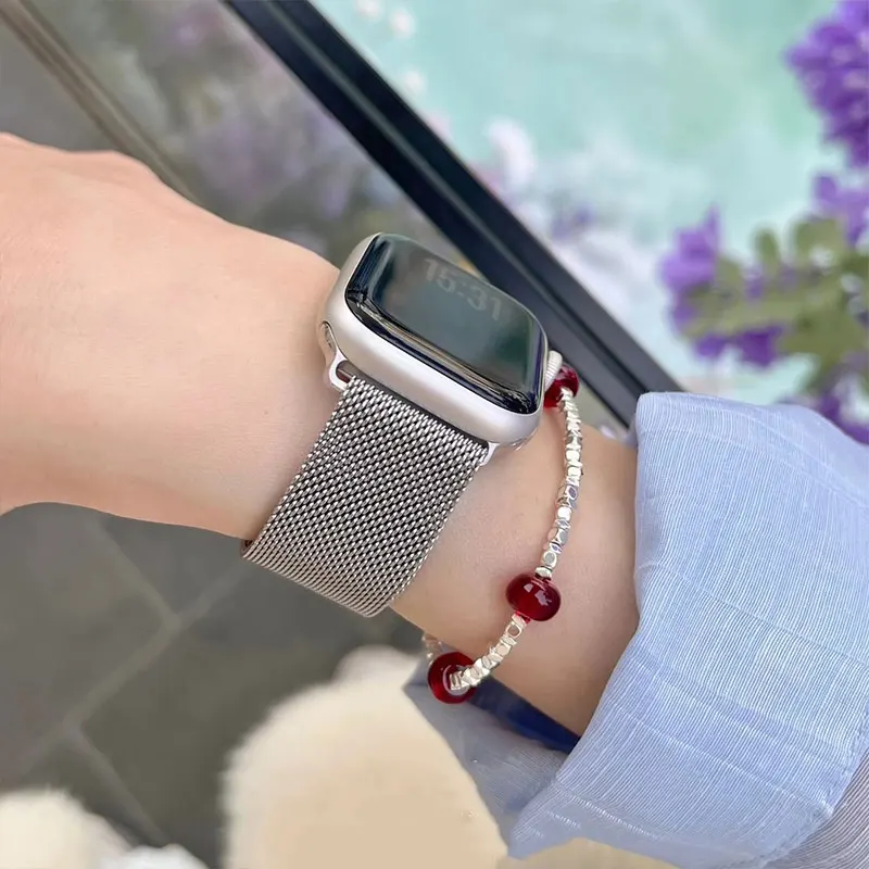 Bracelet milanais pour Apple Watch Ultra 2 49 46mm 42mm 44mm 40mm 45mm 41mm 38mm, pour iWatch série 10 9 3 6 5 SE 7 8