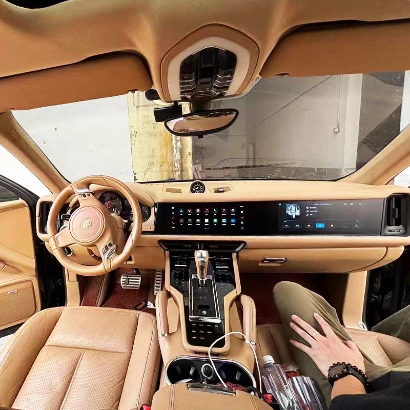 For Porsche Cayenne 2011-2017 Upgrade 2024 Bodykit Car Modification Center Console Interior Dashboard Gear Shift Lever Panel