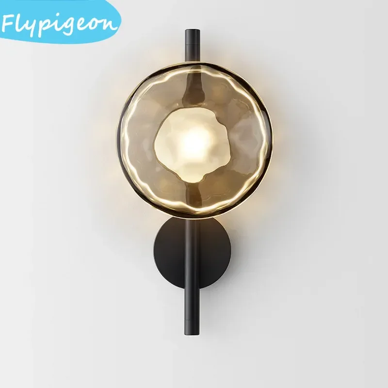 

Nordic Glass Metal Wall Lights Gray White LED Wall Lamps Gold Black Metal Lamp for Bedroom Parlor Restaurant Corridor Lighting