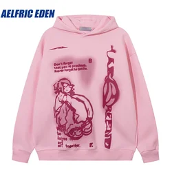 Aelfric Eden Cartoon Line Character Print felpa con cappuccio 2023 Streetwear Harajuku felpa Hip Hop Pullover cotone con cappuccio Casual top