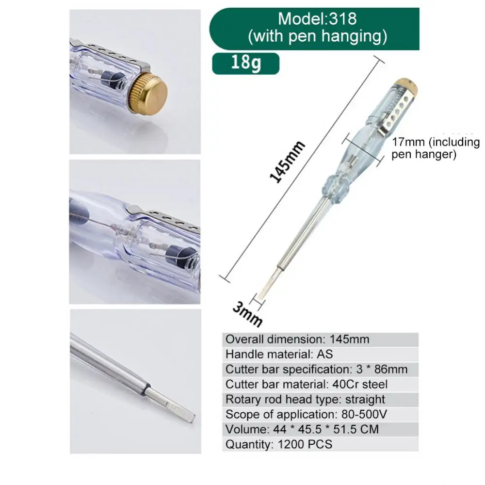 New 100-500V Test Pen Portable Flat Screwdriver Electric Tool Hand Tool LED Tester Multipurpose Non-contact Circuit Test