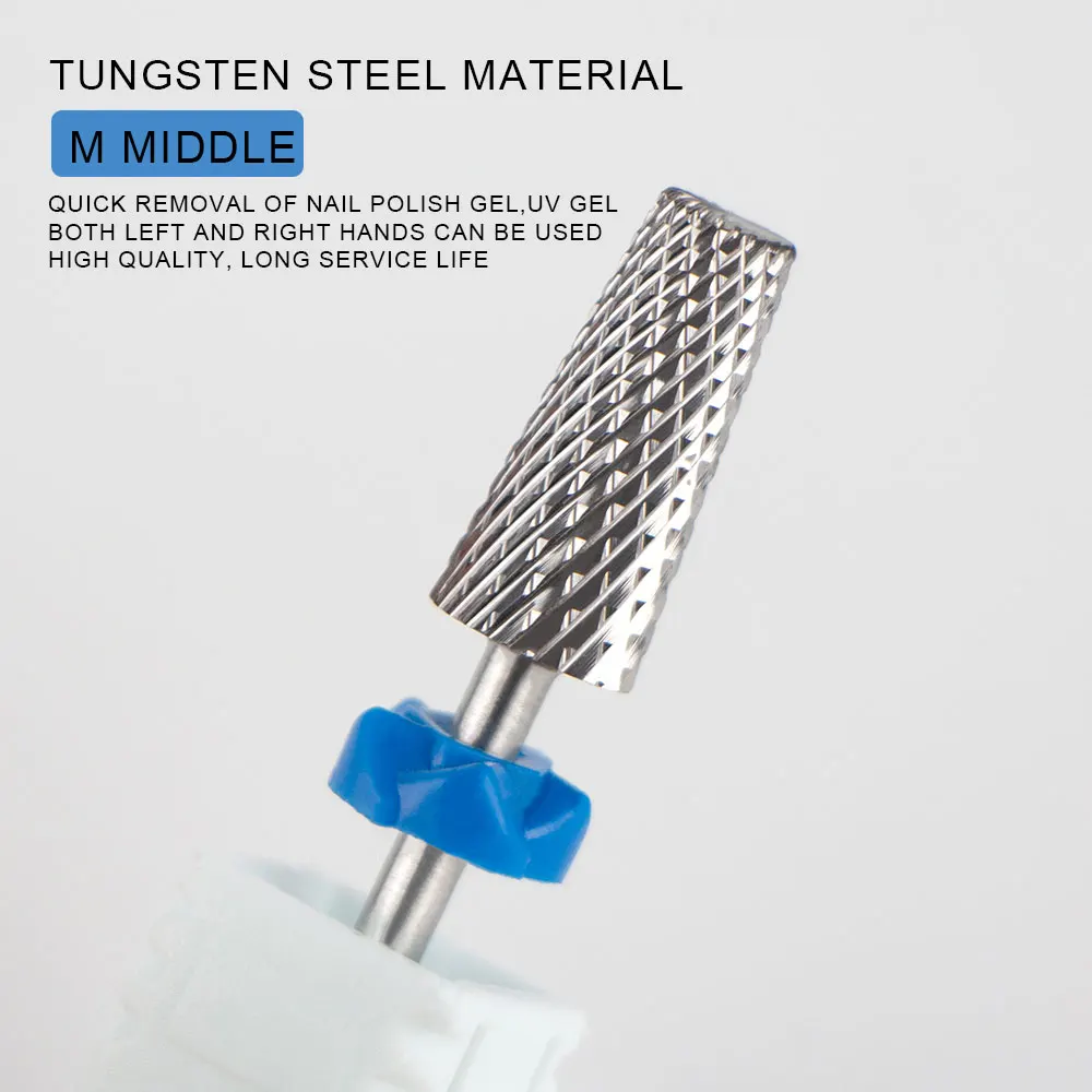 3XF 5 in 1 Tungsten Steel Nail Drill Bits Cone Manicure Drill Bits for Nails Acrylic Gel UV Gel Fast Remove Cutter Bit