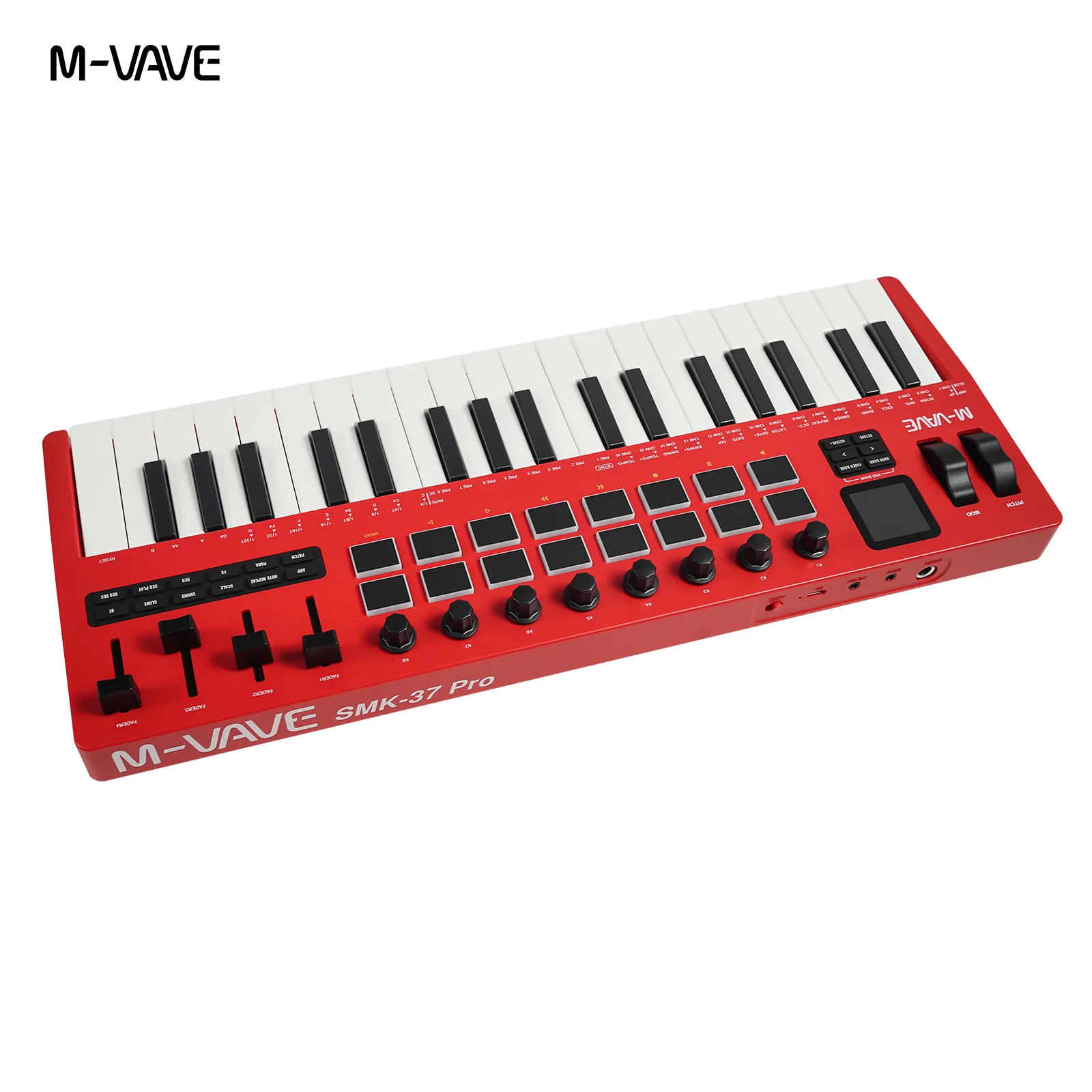 M-VAVE SMK-37 PRO 37키 USB MIDI 컨트롤러 (16개 RGB 패드 및 8개 노브 포함)는 WINDOWS, MAC, IOS, Android 소프트웨어 작동을 지원합니다.