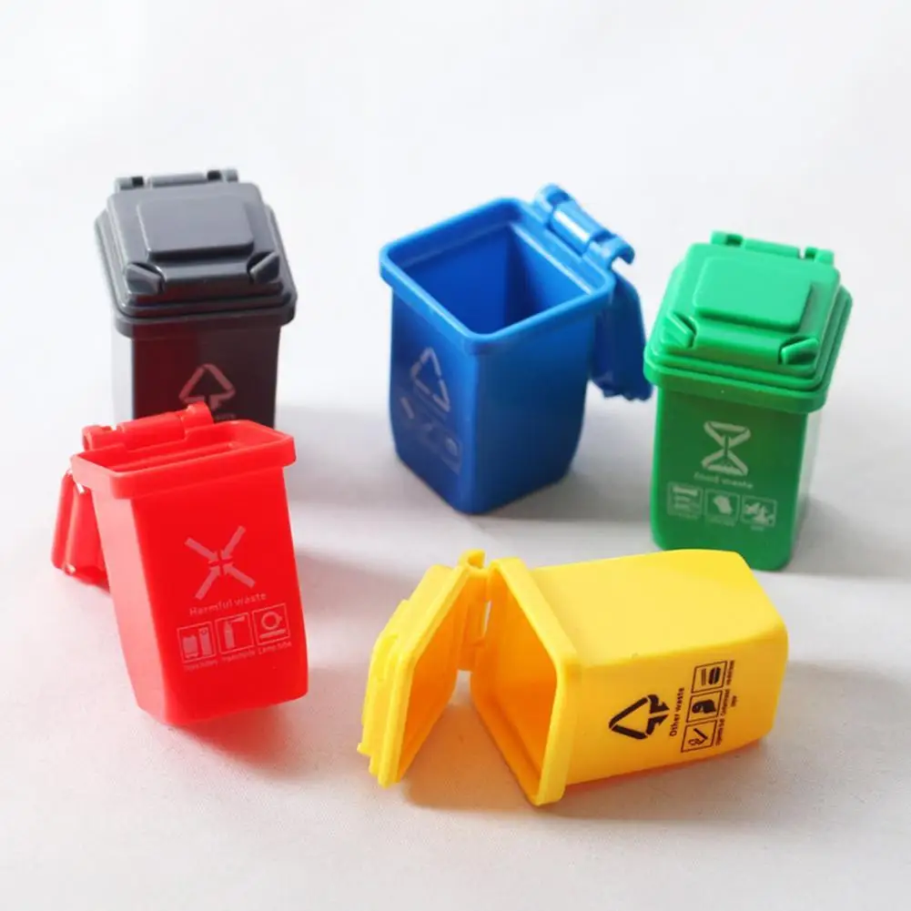 Dropshipping!! 5Pcs Garbage Can Anti-deformed Creative Plastic Dollhouse Mini Trash Bin Sorting Bucket for Ornament