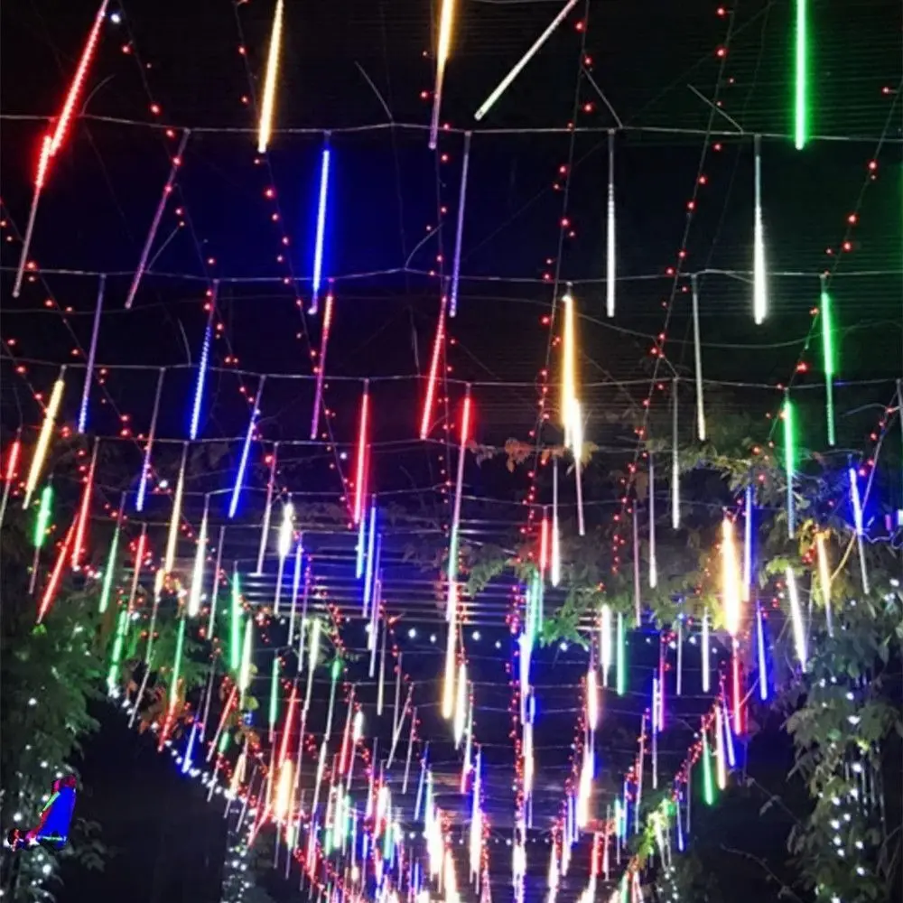 Guirnalda de luces LED de lluvia de meteoritos, guirnalda de hadas, decoraciones navideñas para el hogar, decoración de boda al aire libre, Año Nuevo