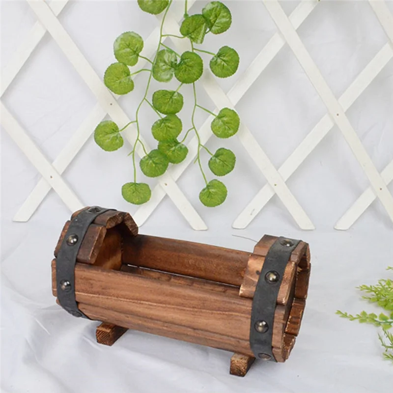 Y51A-Wood Flower Pots Wedding Decoration Carbonized Antiseptic Wood Flower Boxes Balcony Succulents Wooden Flower Pots