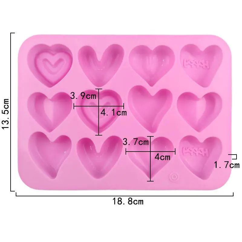 12-Cavity Heart-Shaped Silicone Mold For Valentine's Day Chocolates—Ideal For Decoration And Gift-Making