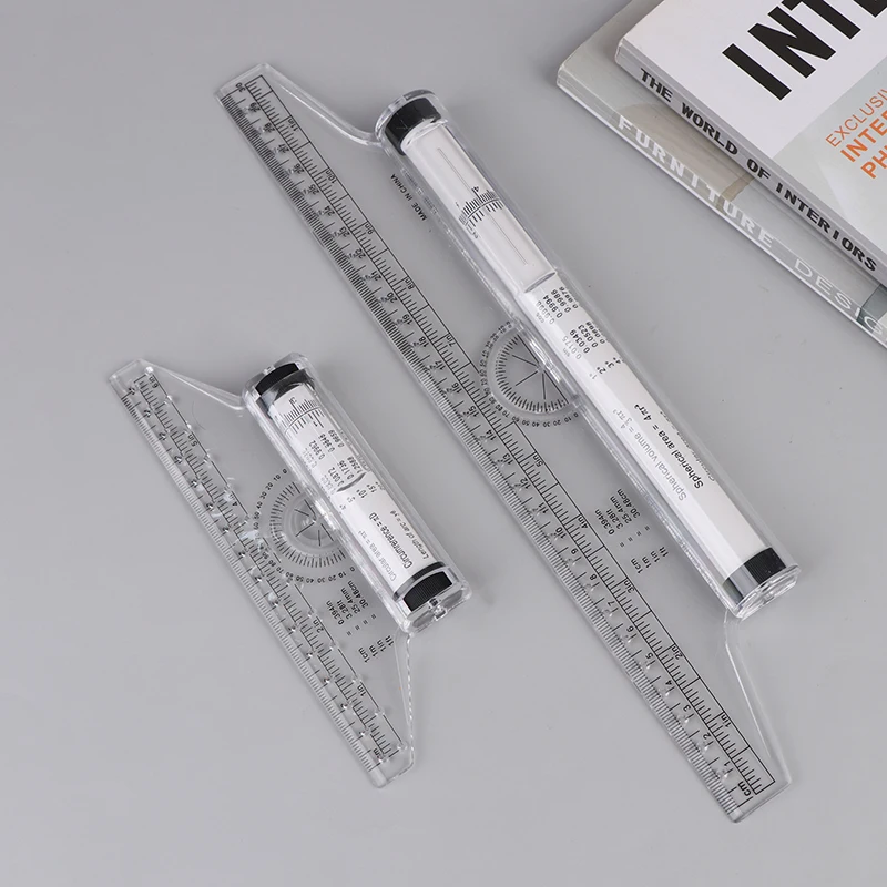 15/30cm Angles Line Ruler Multi-Function Drawing Tool Metric Rolling Ruler Clear Parallel Rolling Ruler