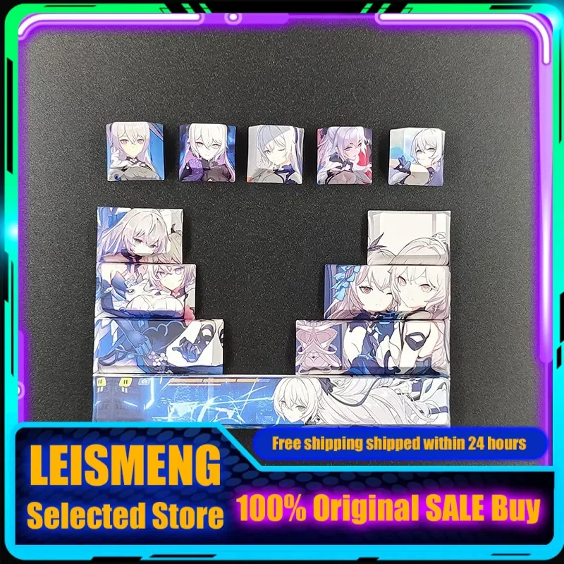 مجموعة أغطية مفاتيح مخصصة مكونة من 12 مفتاحًا لشخصية أنيمي للوحات المفاتيح الميكانيكية بتصميم Cherry PBTCute بمحور متقاطع لهدية لوحة مفاتيح ألعاب الكمبيوتر