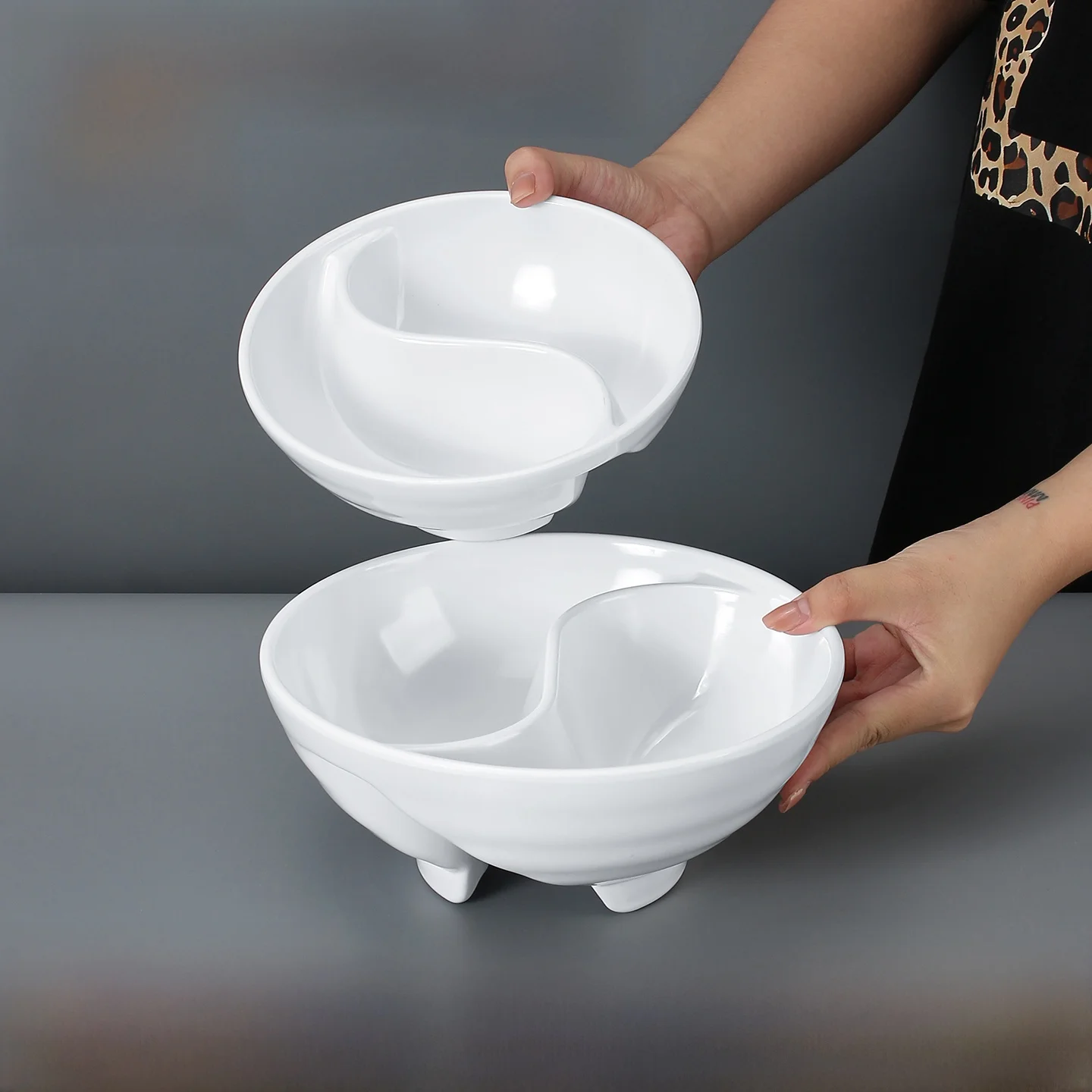 Cuencos comerciales de calidad para sopa Melne Pho, cuencos dobles para fideos de restaurante chino, cuencos transparentes para sopa y dumplings