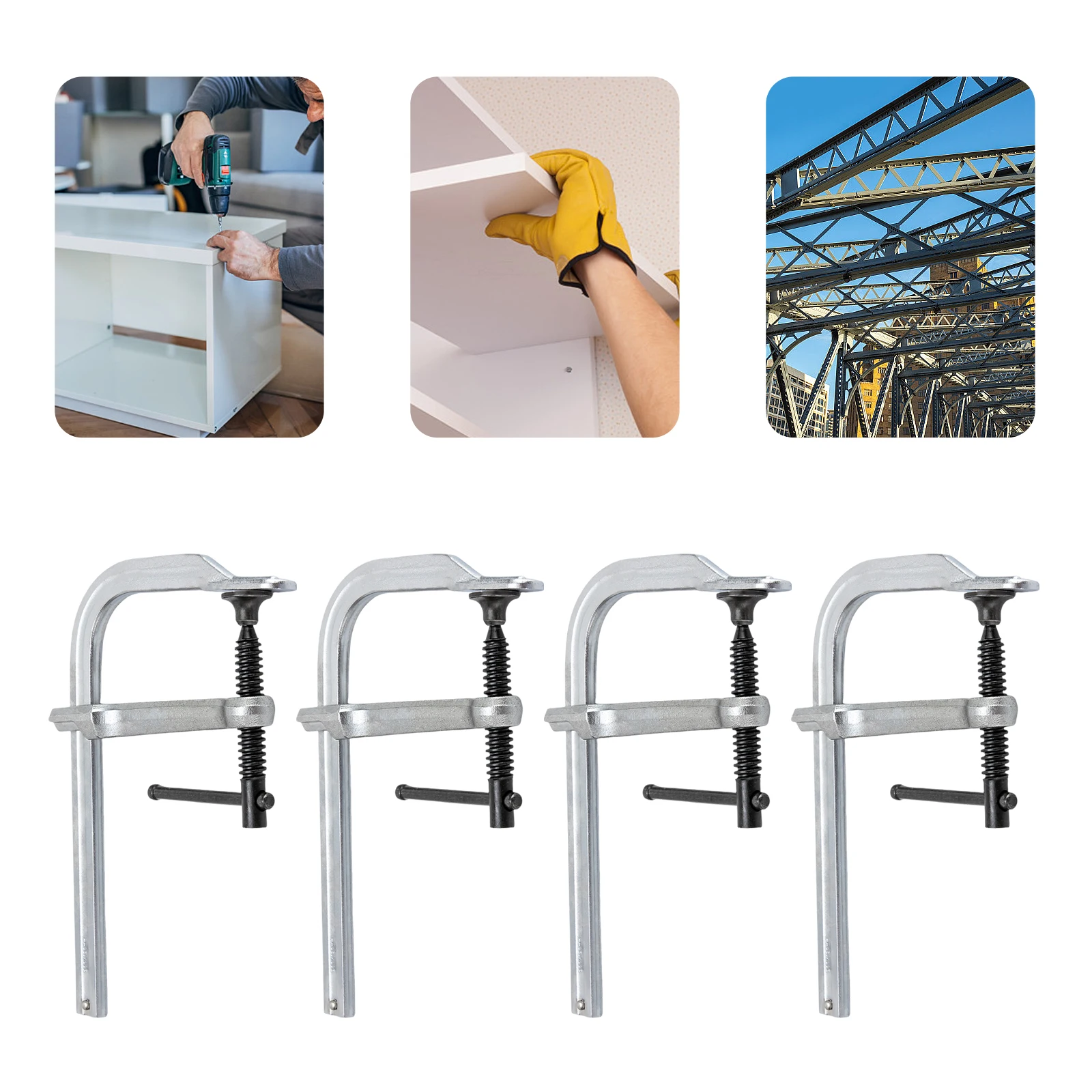 

Набор из 4 F-образных сварочных зажимов, кованые зажимы для балок, миниатюрные высокопрочные F-образные зажимы для тяжелых нагрузок