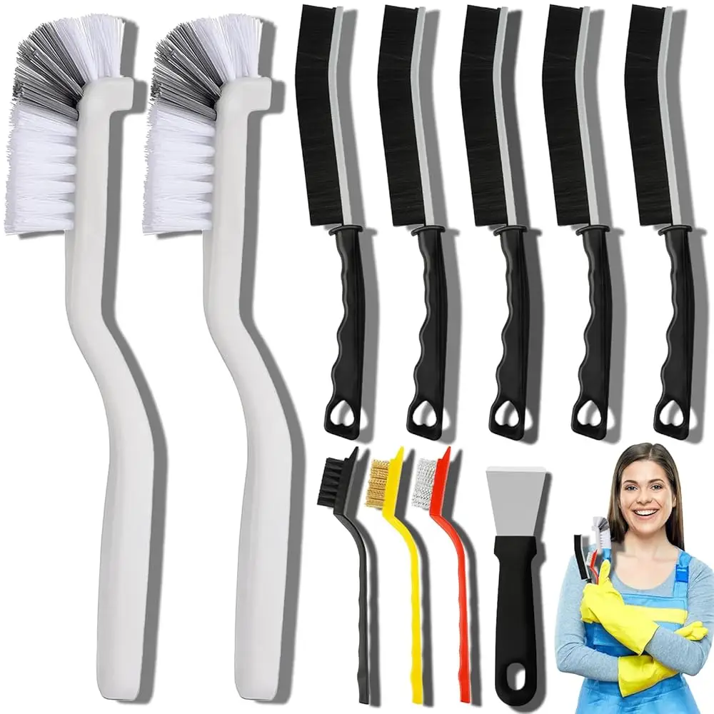 

11Pcs Crevice Cleaning Brush Set, Hard Bristle Cleaning Supplies for Kitchen, Bathroom, Corner, Grout, Sink, Cup, Teapot, Bot