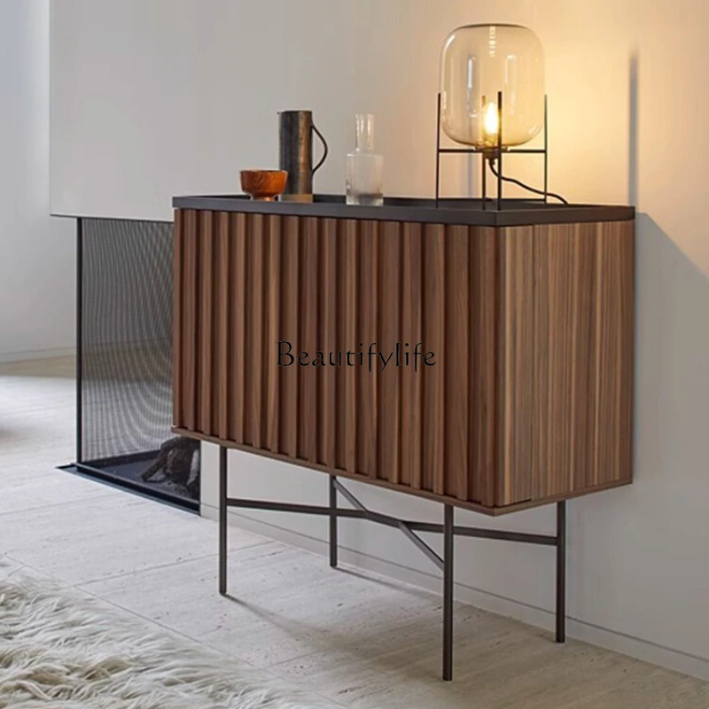 Italian-Style Light Luxury High-Leg Living Room Locker Modern Retro Minimalist Metal Wine Cabinet