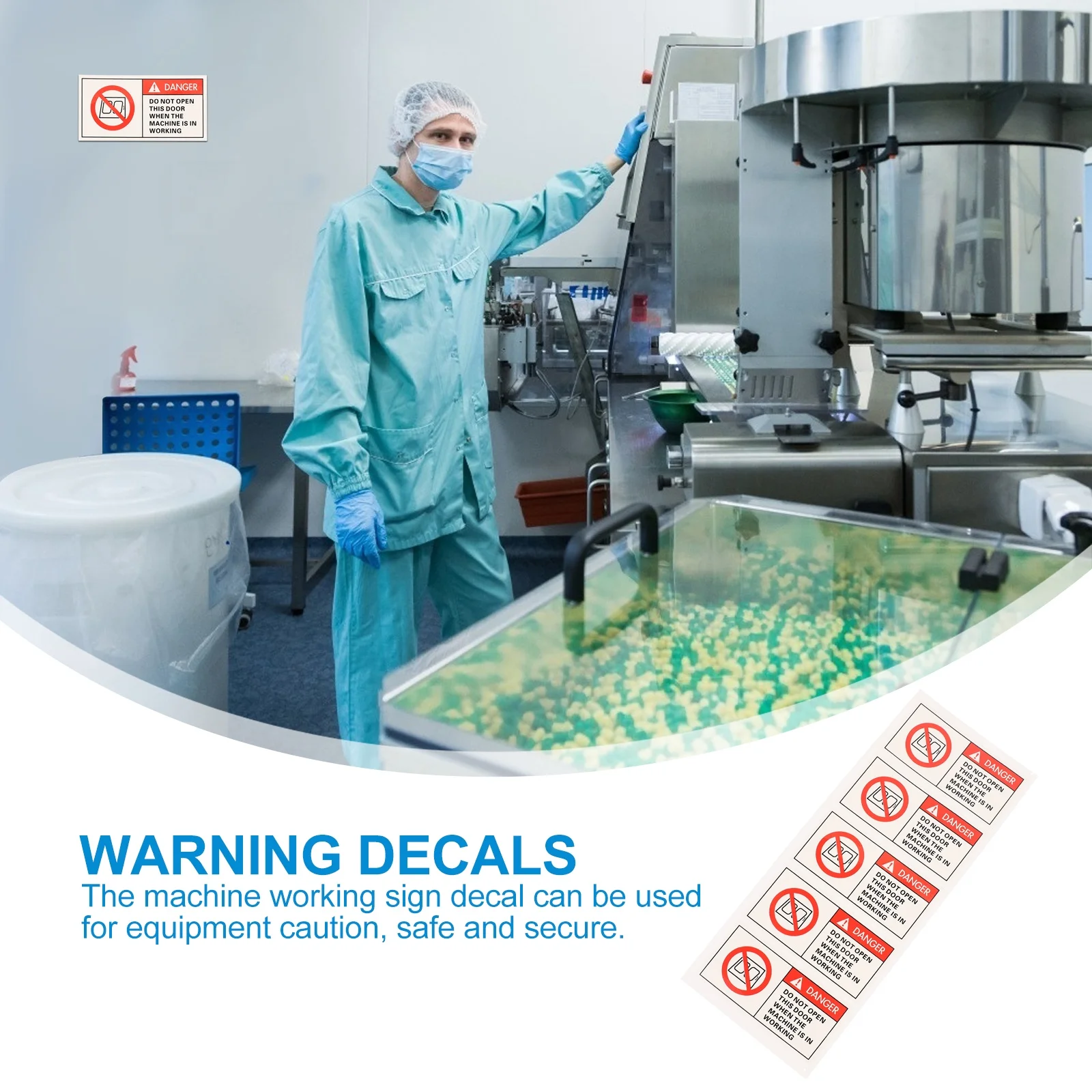 5pcs Safety Warning Sign Sticker Durable Machine Caution Decal For Equipment Use Lightweight Warning Decals Traffic Safety