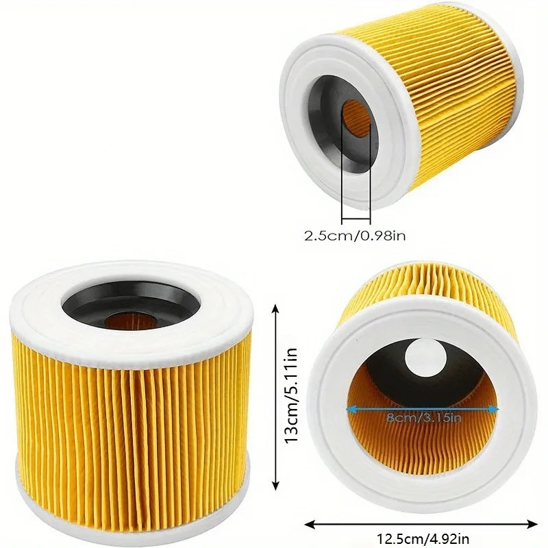 Filtre de remplacement pour aspirateur humide/sec, 2 pièces, compatible avec WD2, WD3, MV2, MV3, WD2.200, WD3.500 WD 3.200, A2204, A2254, A2101,A2201