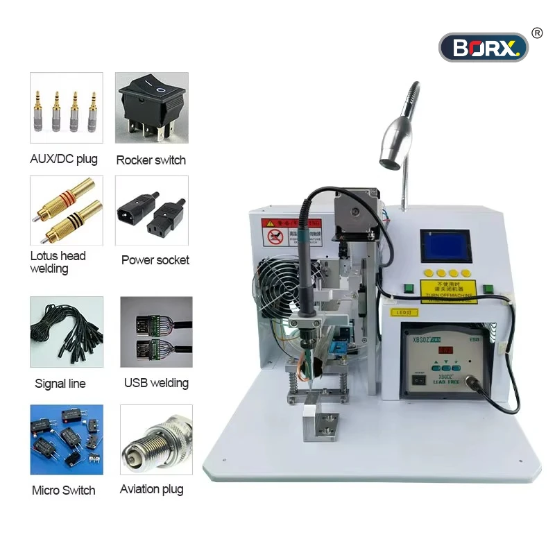 Semi Automatic Cable Soldering Machine for Audio Line DC Connector with Stripping Welding & Extruding Features