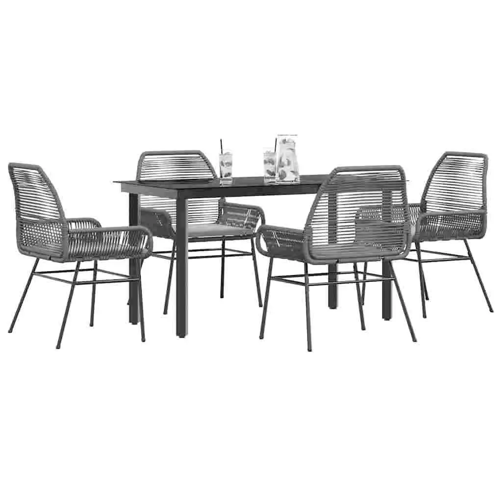

Garden Dining Set Grey PE Rattan Outdoor Furniture 4 Seater UV Resistant Materials Perfect for Patio Deck and Yard