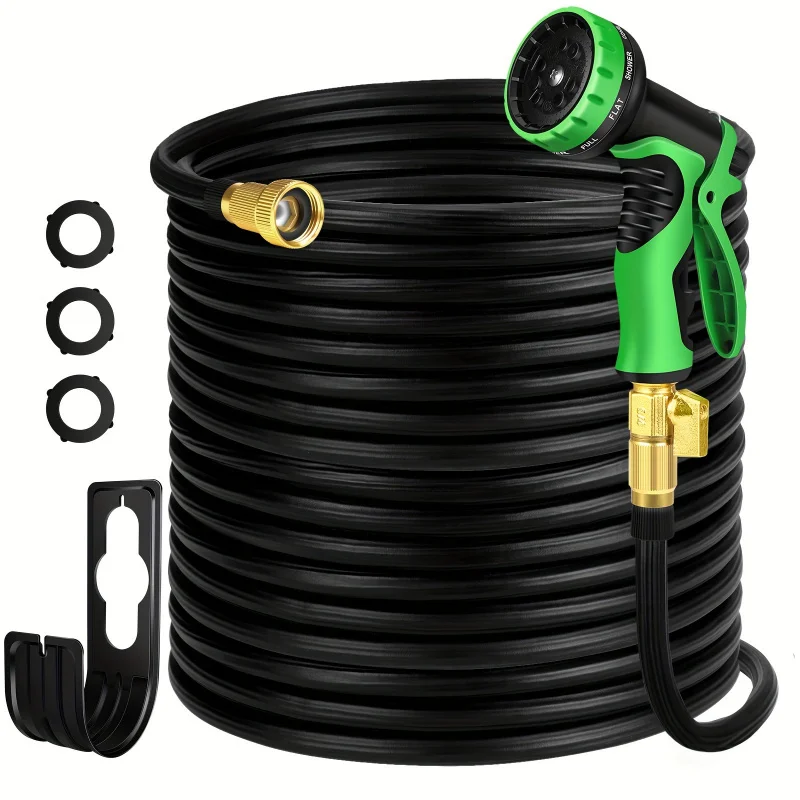 Garden hose 100 Feet，Expandable Leak-Proof Water Pipe，Belt 10 Functional Nozzle，40 Layer Nano Rubber，Durable，Lightweight，Retract