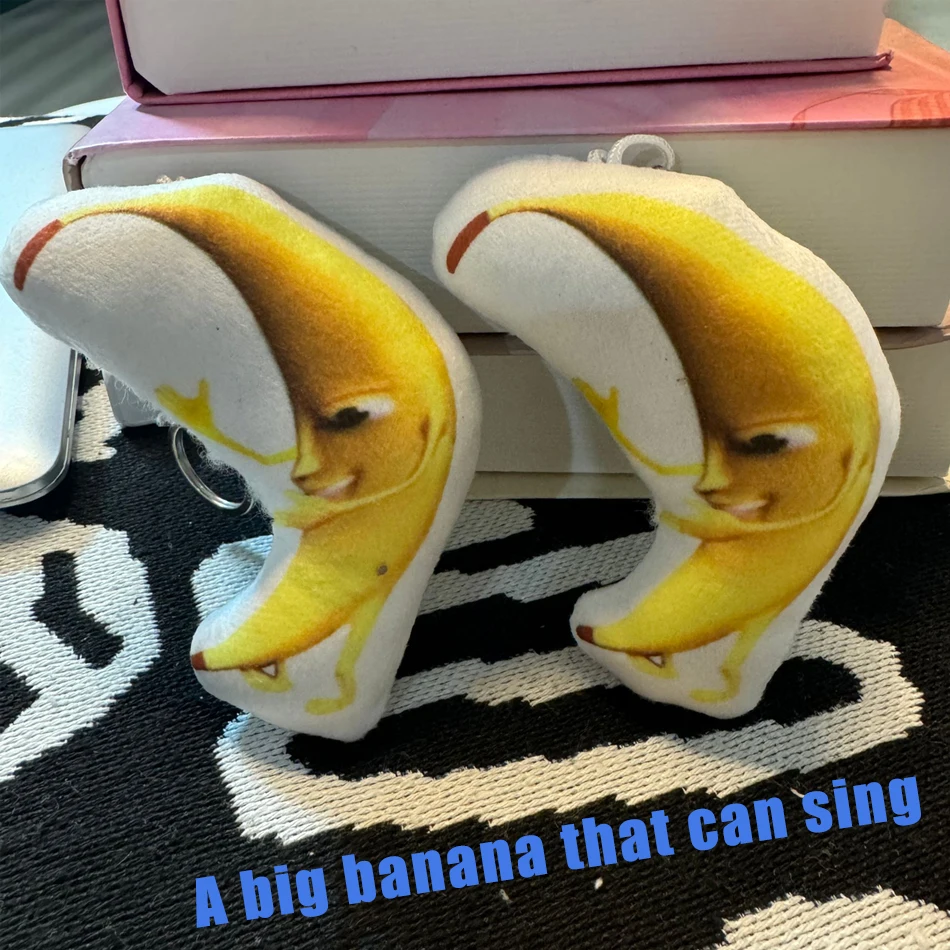 Banana  Plush Pendant Cute Banana  Doll With Sound Keychain Car Bag Funny Pendant Kids Classmate Gifts